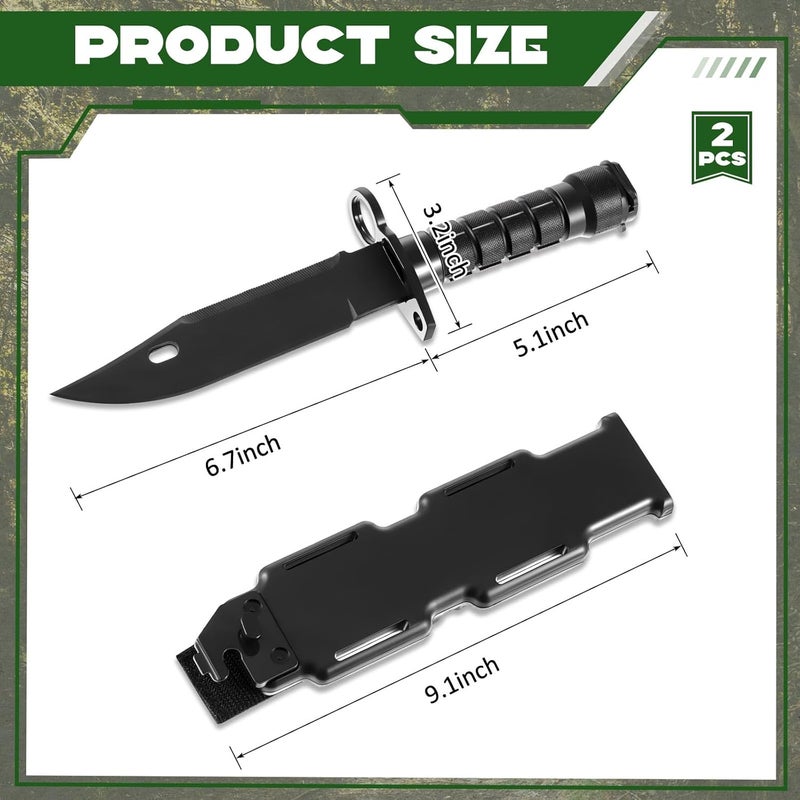 WinnerWhy 2 Pcs Rubber Training Knife with Sheath Dummy Plastic Dagger Flexible Soft Fixed Blade Fake Airsoft Knife Props for Halloween Martial Arts Cosplay Tactical Practice - Image 2